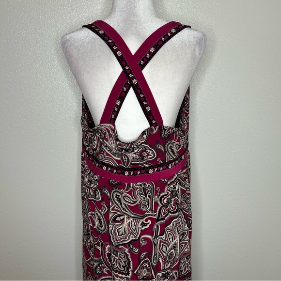 INC Womens Magenta Paisley V-Neck Sleeveless Jersey Maxi Dress Plus Size 1X - Picture 7 of 10